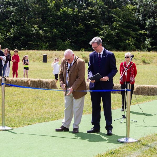 Official Opening of the Centenary Fayre by the Mayor of Havant - Councillor Peter Wade with the Headteacher of Purbrook Park School  - Mr Paul Foxley